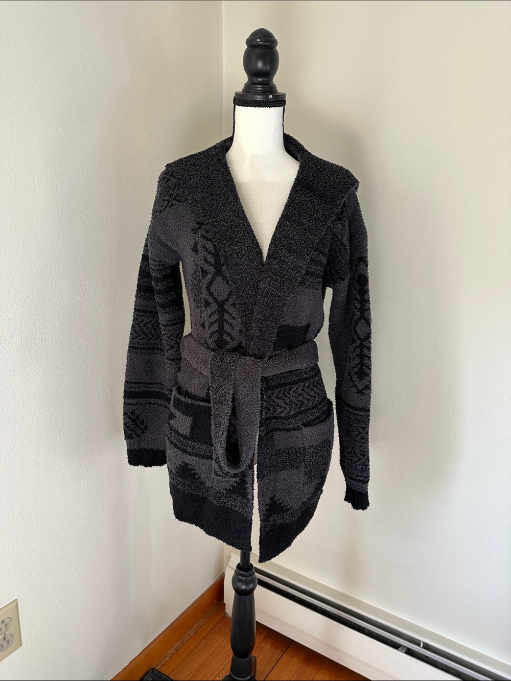 NWT Barefoot Dreams Cozychic Patchwork Belted Cardigan